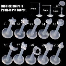 10pcs Transparent Bioplast Flexible Labret Stud Push-in Lip Piercing Ring Ear Cartilage Tragus Helix Piercing Fashion Jewelry