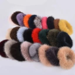Hair Band 100% Real Genuine Mink Hair Rope Scrunchie Rope Ponytail Tail Stripe Wrist Band Vintage Elastic Headdress Hair Band