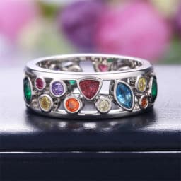CAOSHI Fancy Irregular Colorful Stone Band Rings for Women Fashion Lady Creative Finger Accessories Daily Wearable Jewelry Gift