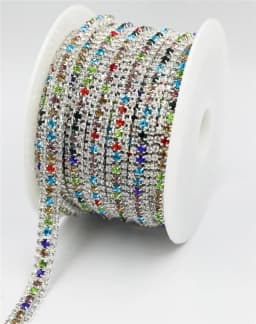 10yard 3Rows Glass crystal Strass Rhinestone Cup Chain Sew On Diamond Glue-On Close Chains Glitter Trim Cup Chain sew on Garment