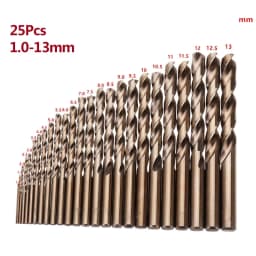 25Pcs 1-13mm M35 HSS-Co Cobalt Straight Shank Twist Drill Bits Set Metal Drilling Hole For Wood Stainless Steel Iron Aluminum