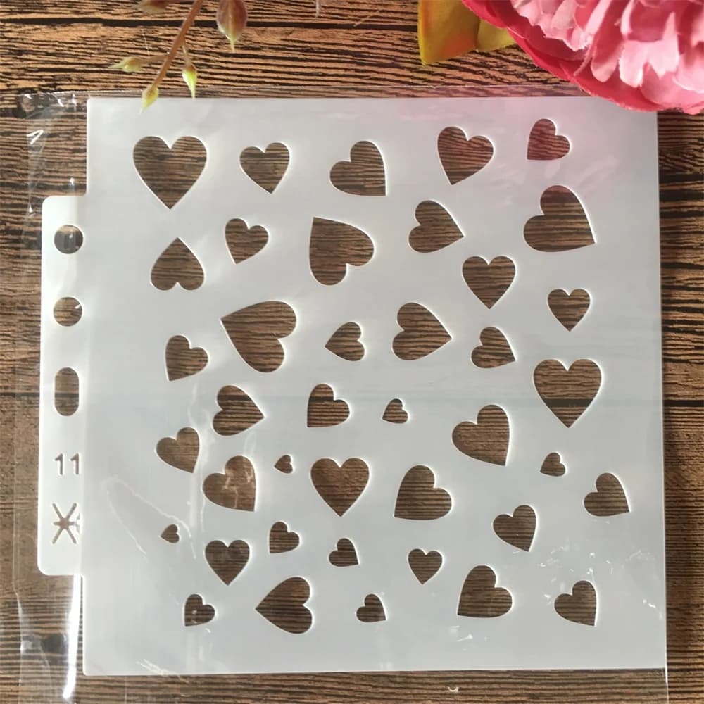 14*13cm Heart Texture DIY Layering Stencils Wall Painting Scrapbook Coloring Embossing Album Decorative Template