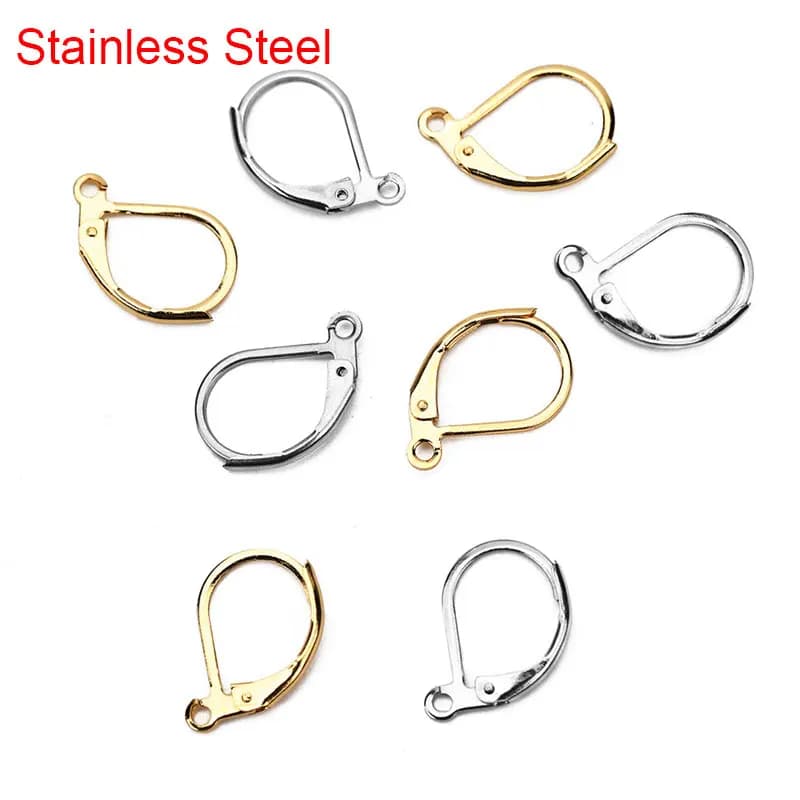 20pcs Hypoallergenic French Earring Hooks Findings Surgical Stainless Steel Earrings Clasps Wire Diy Jewelry Making Accessories