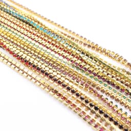 1 Yard Rhinestones Chain SS6- SS12 Gold Base Shine Crystals Stones Glue On Rhinestone Chain for Clothes Needlework Gems Crafts