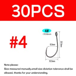 WIFREO 30pcs Carbon Steel Fishing Hook Big Eye Single Hook Fly Fishing Hooks Barbed Spoon Lure Hook Size 2 4 6 8 10 12