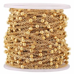 2M Stainless Steel Beaded Ball Cable Rolo Chains Bulk Plating Gold Chain for Jewelry Making Supplies Necklace Wholesale Items
