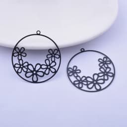 6pcs Diy Jewelry Light gold color Round Flower Charms Thin Pendant Silver Plated Earring Findings