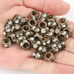 8mm 10mm 12mm Big Hole Rhinestone Crystal Rondelle Beads Copper Spacer Charms Beads for Jewelry Making DIY Bracelet Accessories