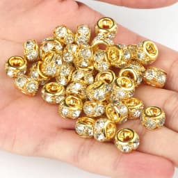 8mm 10mm 12mm Big Hole Rhinestone Crystal Rondelle Beads Copper Spacer Charms Beads for Jewelry Making DIY Bracelet Accessories