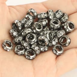 8mm 10mm 12mm Big Hole Rhinestone Crystal Rondelle Beads Copper Spacer Charms Beads for Jewelry Making DIY Bracelet Accessories