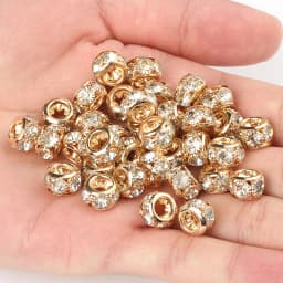 8mm 10mm 12mm Big Hole Rhinestone Crystal Rondelle Beads Copper Spacer Charms Beads for Jewelry Making DIY Bracelet Accessories