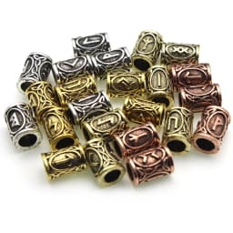 24pcs/Set Viking Rune Metal Spacer Beads Fit Beards or Hair Rune Vintage Big Hole Bead DIY Pendants Jewelry Making Accessories