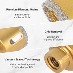 6-65mm 1PC M10 Thread Shank Dry Vacuum Brazed Diamond Drilling Core Bit For Drilling on Ceramic Tile Hole Saw Granite Marble