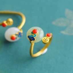 New designer original ingot natural Hetian jade opening adjustable ring Chinese retro light luxury charm women's silver jewelry