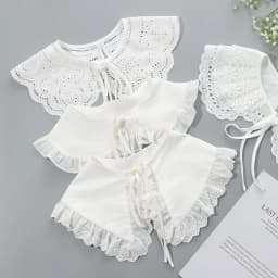 1PC Fashion Women Cotton Fake Collar Sweet Floral Lace Shawl Lapel Blouse Top Detachable Shirt False Tie Clothes Accessories