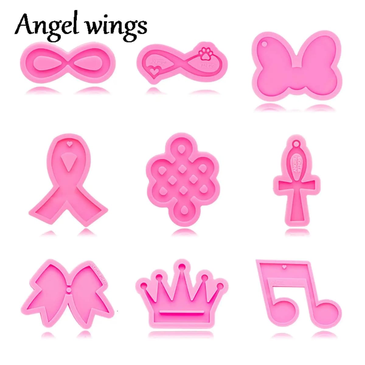 DY0107 Silicone Bow/Breast Cancer Molds, Crown/Music notes Keychain Crafts Epoxy DIY Resin art Mold, Fondant Chocolate Cake Mold