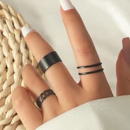 3pcs/Set Fashion Punk Ring Simple Design Vintage Black Color Joint Rings Sets for Women Jewelry Korean Version Joint Ring 2021