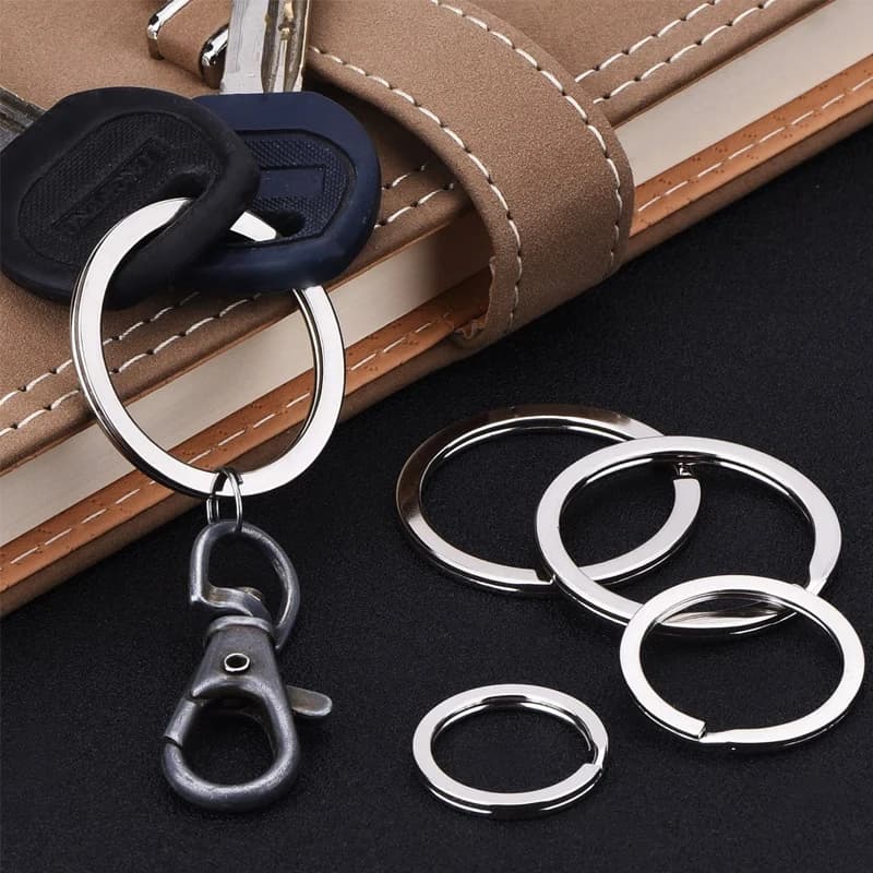 10Pcs/set Keyring Split Rings Stainless Steel Key Chain Accessories Flat Round Key Rings DIY Jewelry Making 15 20 25 30 35mm Dia