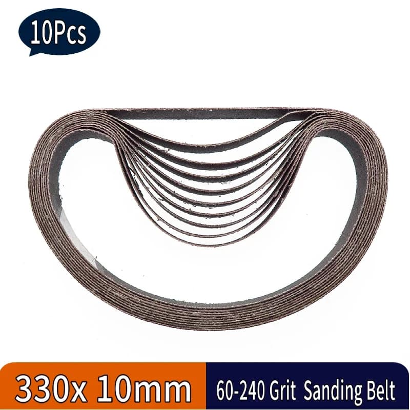 10 Pcs Sanding Belts 330*10 MM 60-240 Grit Aluminum Oxide For Belt Sander Grinder Polisher Wood Fiberglass Rubber Plastic Metals