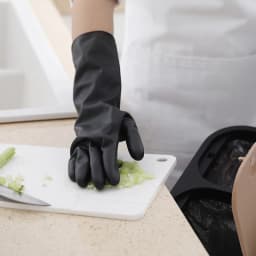 1 Pair Black Gloves Home Washing Cleaning Gloves Garden Kitchen Dish Fingers Rubber Dishwashing Household Cleaning Gloves