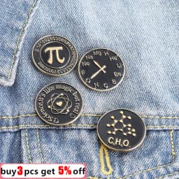 Science Enamel Pins Pi (π) Periodic Table Atom Symbol Brooch for Geek Science Lover Teachers and Students Jewelry Gift Wholesale