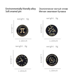 Science Enamel Pins Pi (π) Periodic Table Atom Symbol Brooch for Geek Science Lover Teachers and Students Jewelry Gift Wholesale