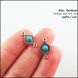 Fashion New Turquoise Stone Connectors Charms Flower Oval Round Tibetan Silver Plated Pendants Retro