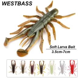 WESTBASS 4PCS Soft Swimbaits 3.5cm-7cm Silicone Creature Insect Baits Rubber Shrimp Wobblers Lilelike Fishing Lures Isca Pesca