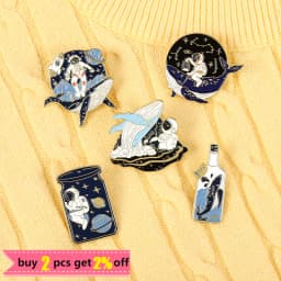 Astronaut Enamel Pins Cartoon Universe Adventure Space Brooches Backpacks Clothes Lapel Bag Pin Badge Jewelry Gift for Friends