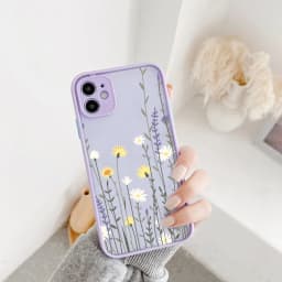 Painted Flower Phone Case For iPhone 15 13 14 12 11 Pro Max Mini 7 8 Plus SE Mini Shockproof Matte Hard Back Cover Shell Fundas
