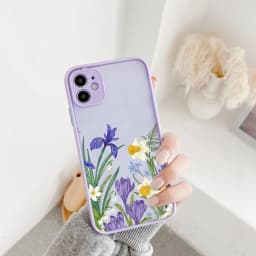 Painted Flower Phone Case For iPhone 15 13 14 12 11 Pro Max Mini 7 8 Plus SE Mini Shockproof Matte Hard Back Cover Shell Fundas