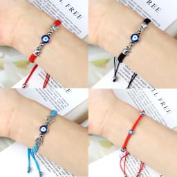 Adjustable Handmade Braided String Bracelet Women Men Blue Turkish Evil Eyes Beads Bracelet Elephant Bangle Couple Lucky Jewelry