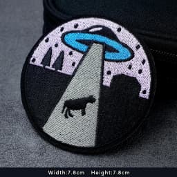 UFO Nebula Landscape Patches Embroidery For T-Shirt Iron On Appliques Clothes Jeans Stickers Badges Mountain Peak