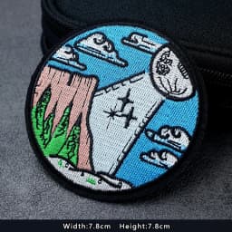 UFO Nebula Landscape Patches Embroidery For T-Shirt Iron On Appliques Clothes Jeans Stickers Badges Mountain Peak