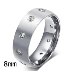 NIBASTAR Simple Stainless Steel Women 10mm Ring Shining Crystal Wedding Promise Jewelry Accessories Wholesale Retail