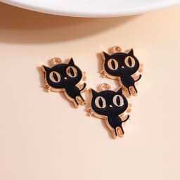 10pcs 13*17mm DIY Enamel Mini Cat Charms for Necklaces Pendants Earrings Cute Animal Charms Handmade Jewelry Making Accessories