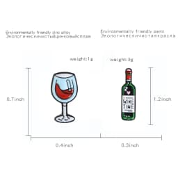 2021 Mini Cute Wine and Wine Glasses Couple Pins Red Wine Bottle Cup Brooches Enamel Pin Badge for Lovers Best Friend Pins