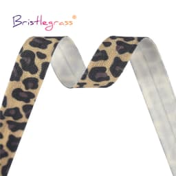 BRISTLEGRASS 2 5 10 Yard 5/8" 15mm Lace Crown Leopard Animal Print Fold Over Elastics FOE Spandex Band Tape Hair Tie Sewing Trim