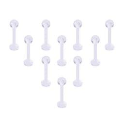 10pcs Clear Acrylic Lip Stud Piercing Labret Ring Bioflex Ear Cartilage Earring Bar Tragus Helix Retainer Flexible Jewelry 16G