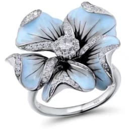 Milangirl Pink Flower Rings for Women Luxury Plant Floral Design Red Zircon Birthstone Ring Engagement Jewelry Whole Sale