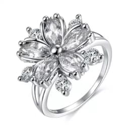 Milangirl Pink Flower Rings for Women Luxury Plant Floral Design Red Zircon Birthstone Ring Engagement Jewelry Whole Sale