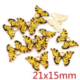 10pcs/lot 21x15mm Colorful Butterfly Charms Pendant Enamel Metal Small Charms Necklace Bracelet DIY Jewelry Making Accessories