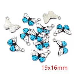 10pcs/lot 21x15mm Colorful Butterfly Charms Pendant Enamel Metal Small Charms Necklace Bracelet DIY Jewelry Making Accessories