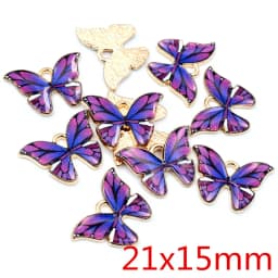 10pcs/lot 21x15mm Colorful Butterfly Charms Pendant Enamel Metal Small Charms Necklace Bracelet DIY Jewelry Making Accessories