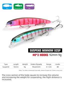 TSURINOYA Suspending Minnow Fishing Lure DW78 92mm 9g Long Casting Pike 3 Hooks Hard Bait Crank Bait Wobbler Jerkbait