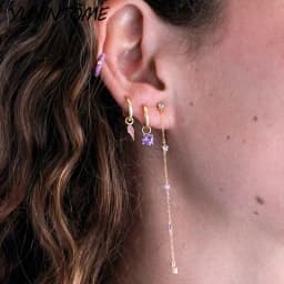 925 Sterling Silver Needle Colorful Water Drop Small Hoop Earrings for Women High Grade CZ Gold Earrings Wedding Luxury Jewelry