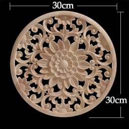 Round Flower Exquisite Carving Natural Wood Appliques Furniture Wooden Mouldings Vintage Unpainted Accessories Decoration Decal