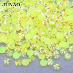 JUNAO 500pcs 5mm Mix Color Flowers Resin Nail Rhinestones Jelly AB Crystal Flatback Nail Stickers for Face Nail Art Decoration