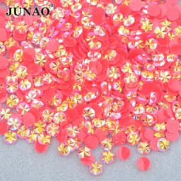 JUNAO 500pcs 5mm Mix Color Flowers Resin Nail Rhinestones Jelly AB Crystal Flatback Nail Stickers for Face Nail Art Decoration