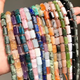 Natural Apatite Lapis lazuli Tiger Eye Jades Beads Faceted Column Loose Beads For Jewelry DIY Making Bracelet Accessories 7.5''